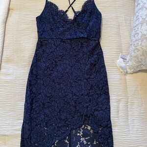Elegant Navy Lace Dress